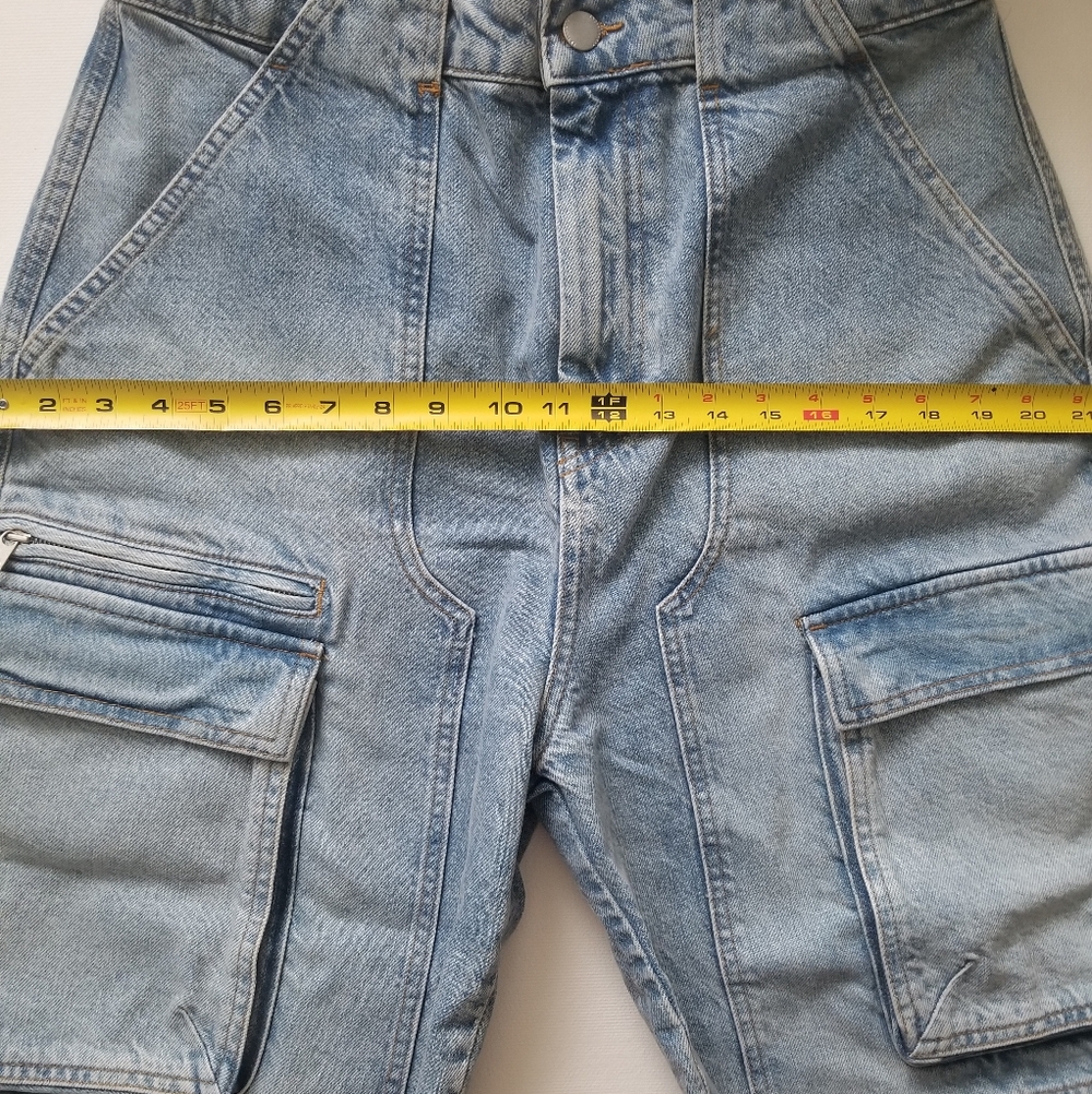 New Zara Bermuda 100% Cotton Denim Cargo Short - Picture 7 of 9